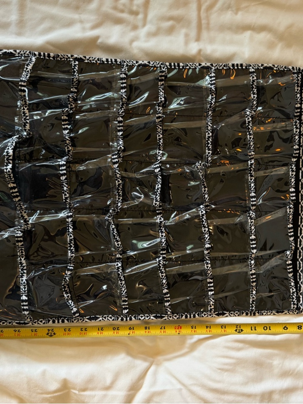 66 pocket accessory organizer Black Clear Pocket Organizer with Patterned Trim